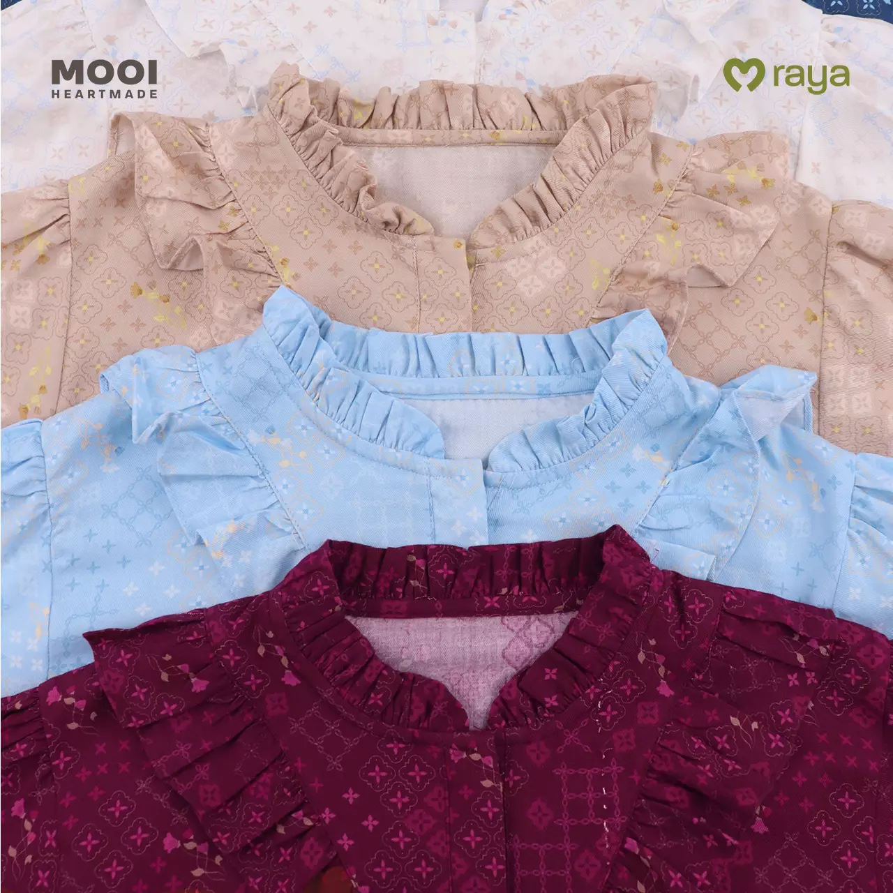 Mooi Tunik Wanita Atasan Wanita Raya Collection Naima Tunik Adult Zeina Series - Red Burgundy