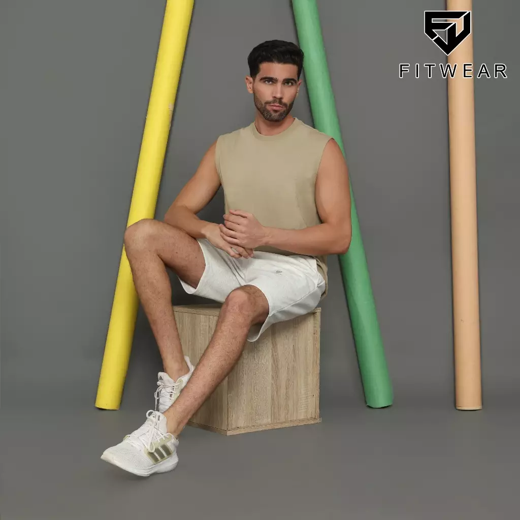 Fitwear Muscle Tee Olahraga Pria Fitwear ZAYAN COTTON ROUND NECKLINE - KHAKI