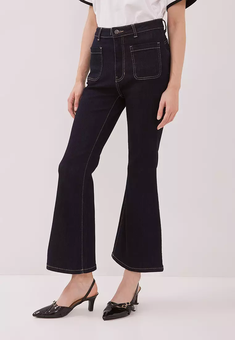 DUST Celana Bell Bottom Denim Laluna Dark Blue (D.3835)