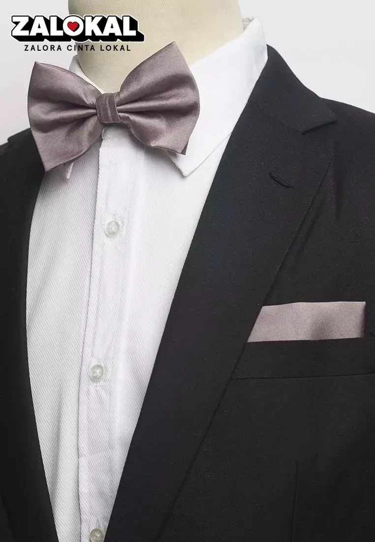 Houseofcuff Dasi Kupu Bowtie Pocket Square Saputangan Mauve A16