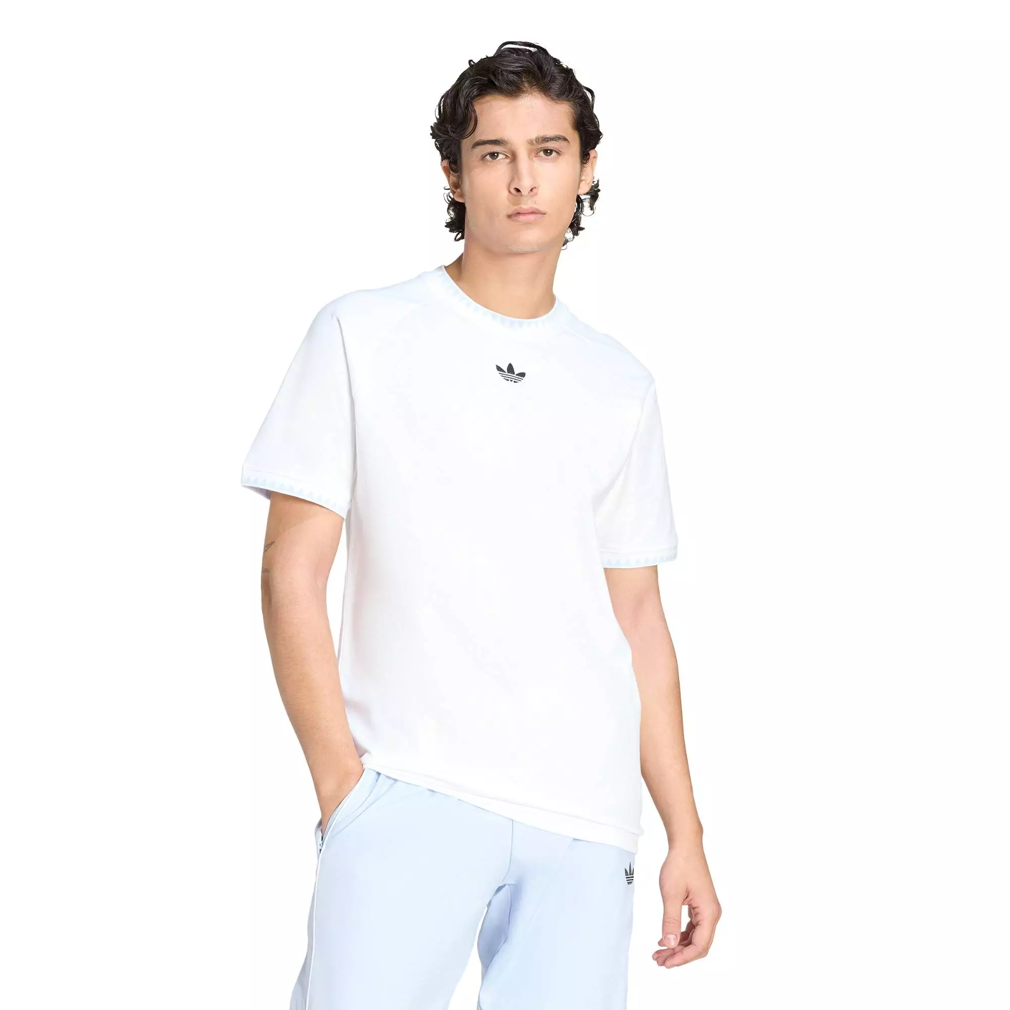 Lifestyle CHEST STRIPES ENGINEERED COLLAR TEE Men White KC6448