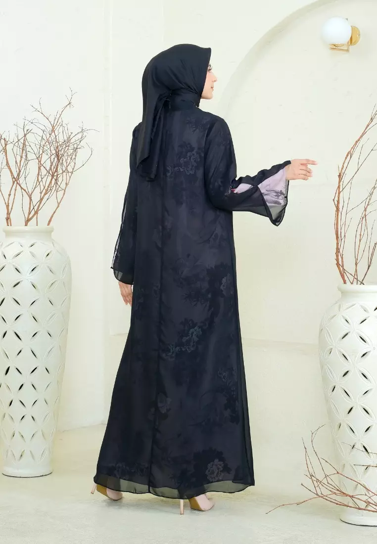 Mosleem Brown Mix Black Floral Payet By Brilliant Girl Warna Coklat kombinasi hitam