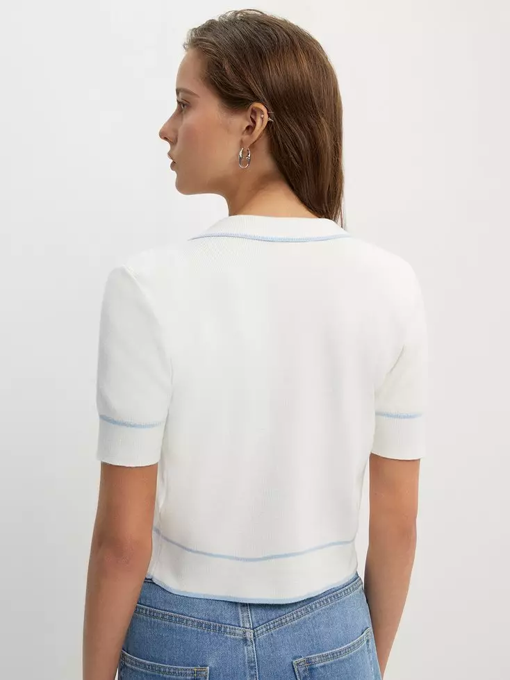 Short Sleeve Knit Top - White