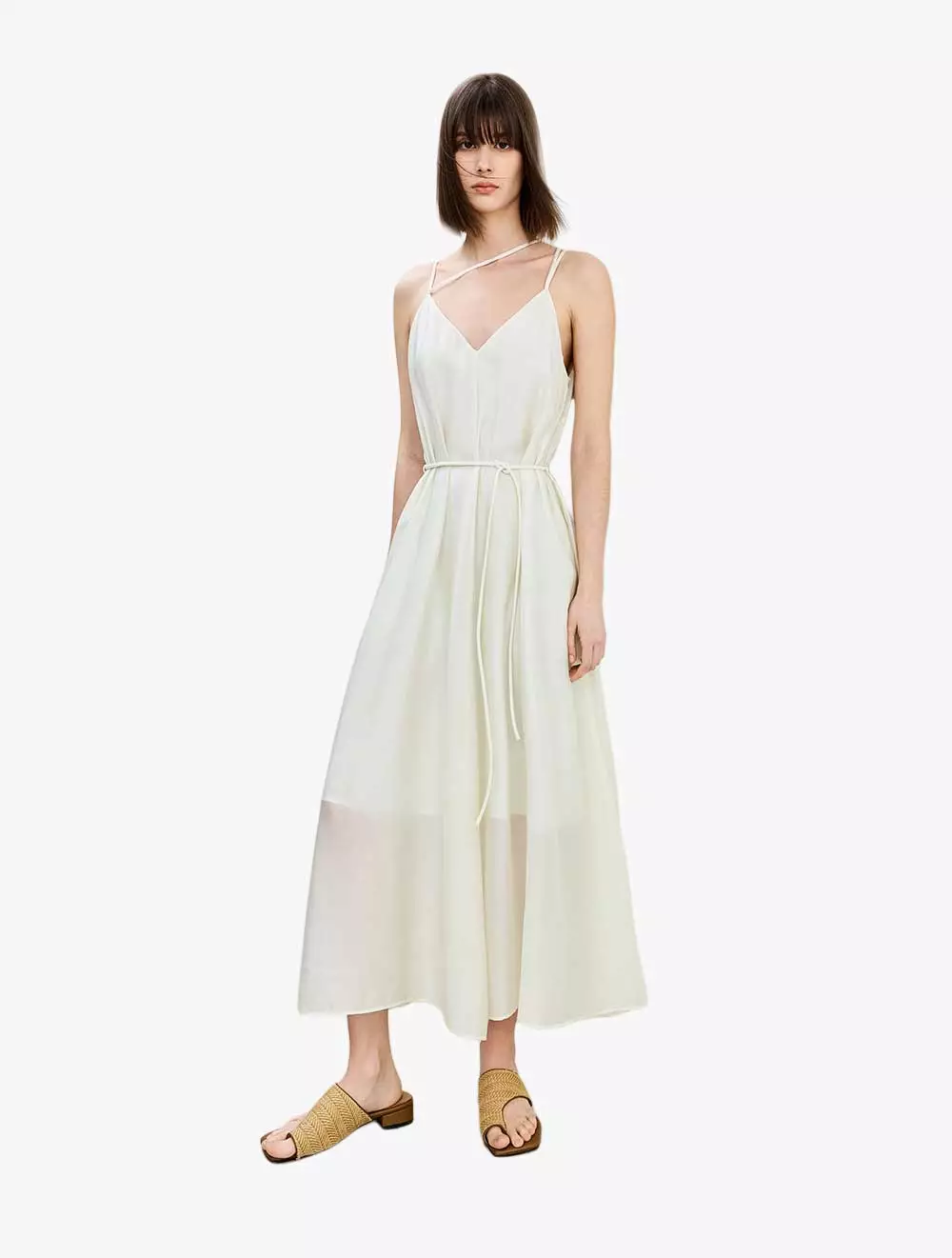LILY V Collar Simple And Elegant Commuting Dress - White