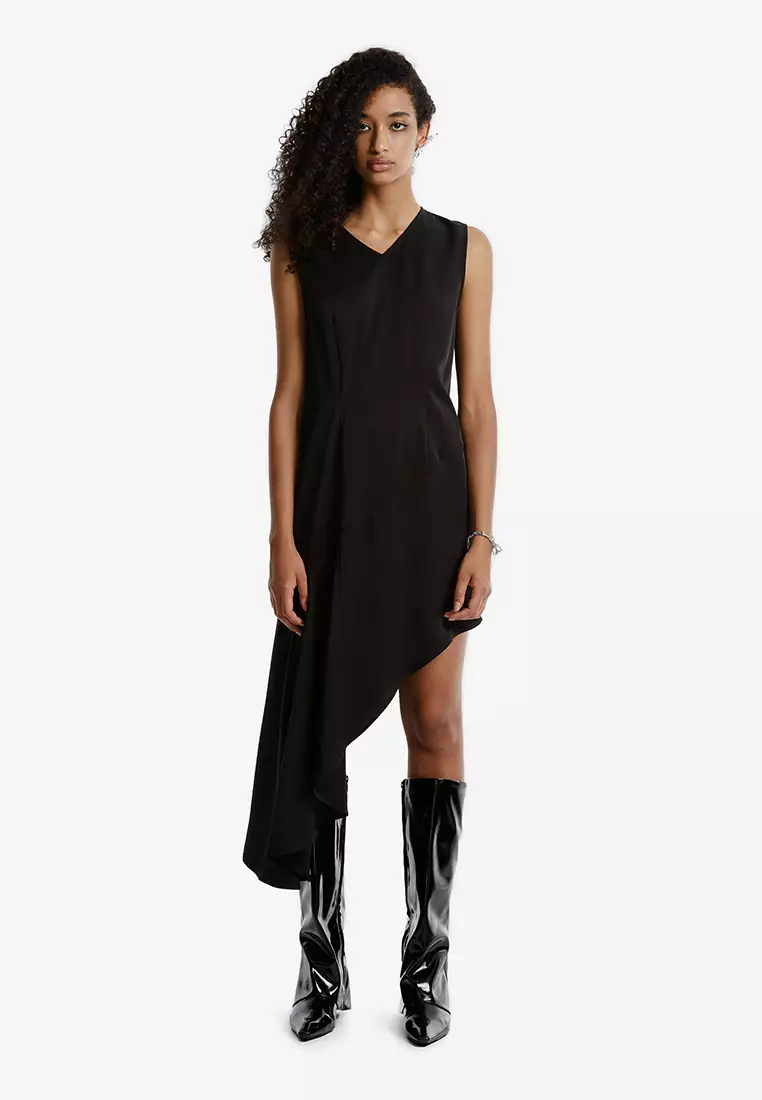 Bcbg asymmetrical mock outlet neck dress