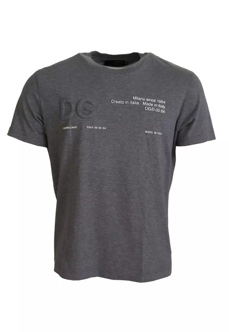 Buy Dolce & Gabbana Dolce & Gabbana Gray Logo Cotton Top Exclusive