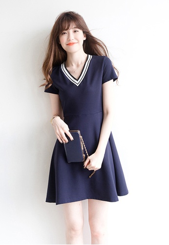 Buy Sunnydaysweety Simple V Neck Design Short Sleeve One Piece Dress Abl Zalora Hk