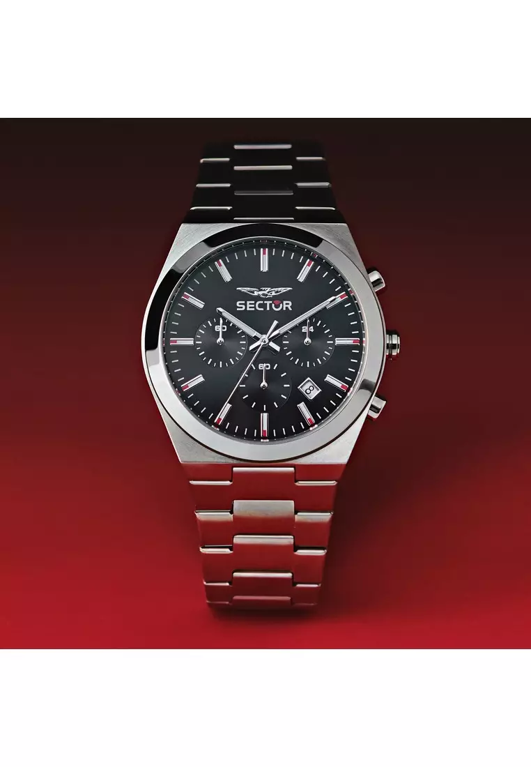 【2 Years Warranty】Sector C300 Black 42mm Men's Quartz Watch with Steel Strap R3273301001