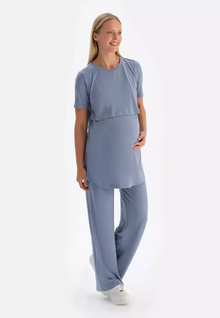 Indigo Maternity Trousers, Regular, Long Leg, Loungewear for Women
