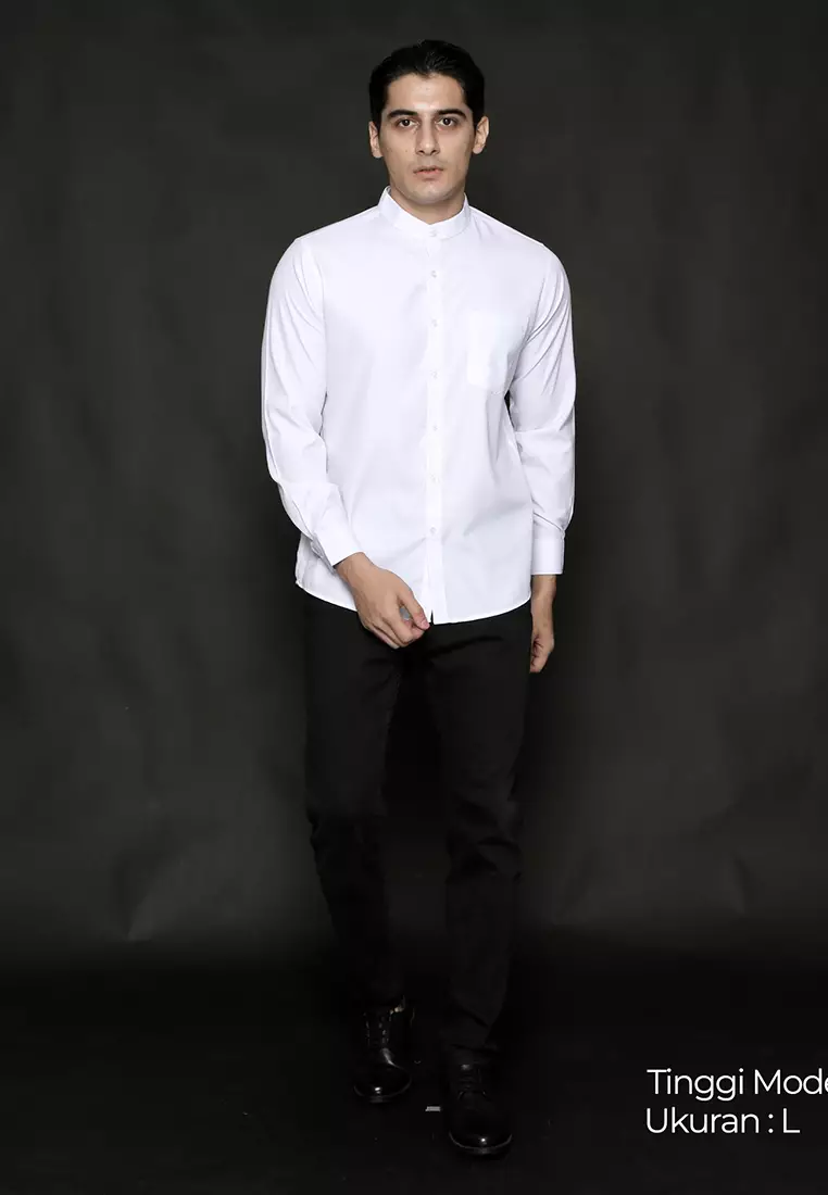 Casella Kemeja Pria Lengan Panjang Kerah Shanghai Polos Basic 7721 White