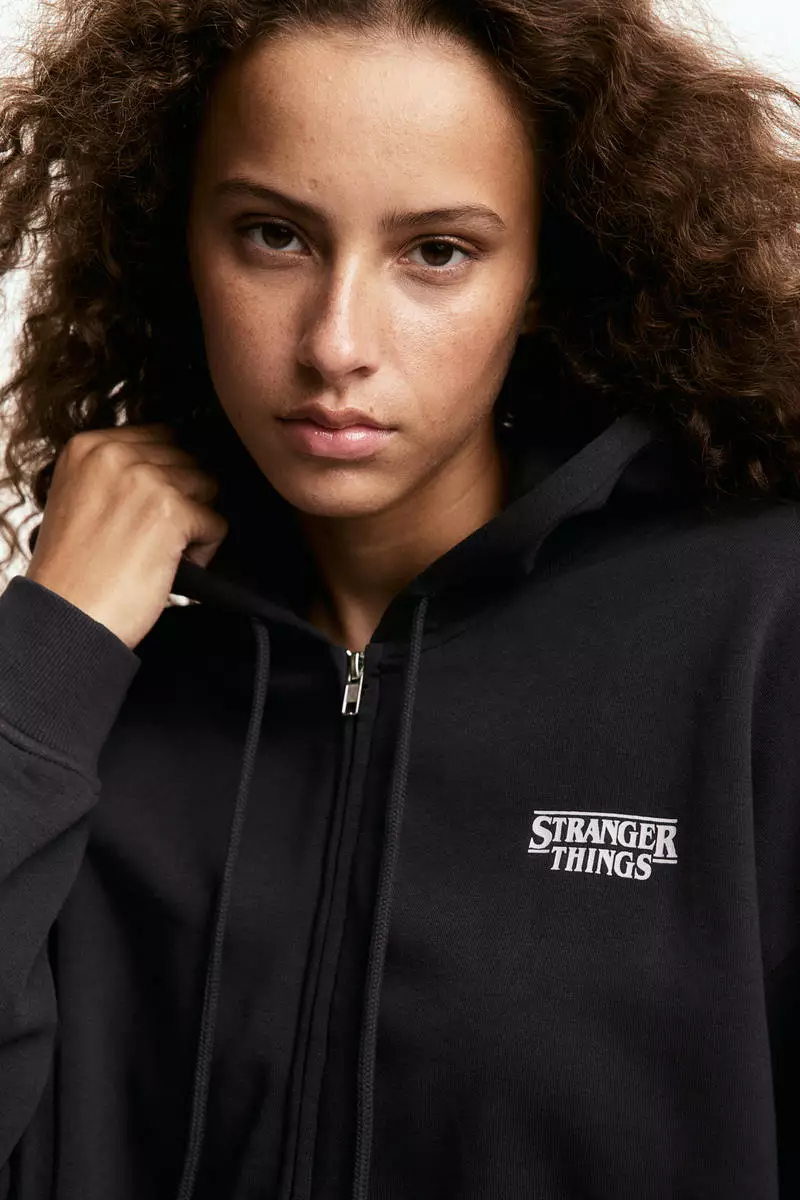 Buy H&M Oversized printed zip-through hoodie Online