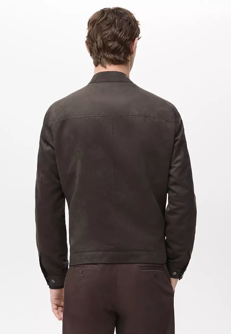 Suede-Effect Biker Jacket