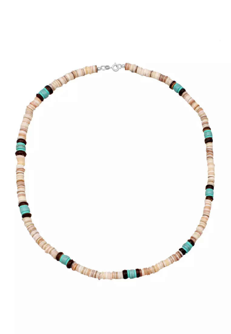 EXCLUSIVE Kalung Perhiasan Perak 925 Pria Howlite Turquoise Heishi Beads