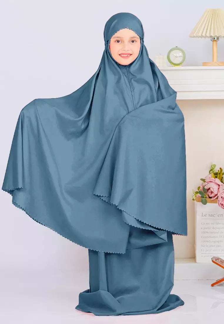 Zelena - Mukena Basic Sabira Lasercut 2in1 Prayer Set - Anak