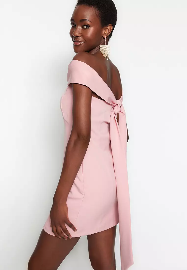Pink off the clearance shoulder bodycon dress