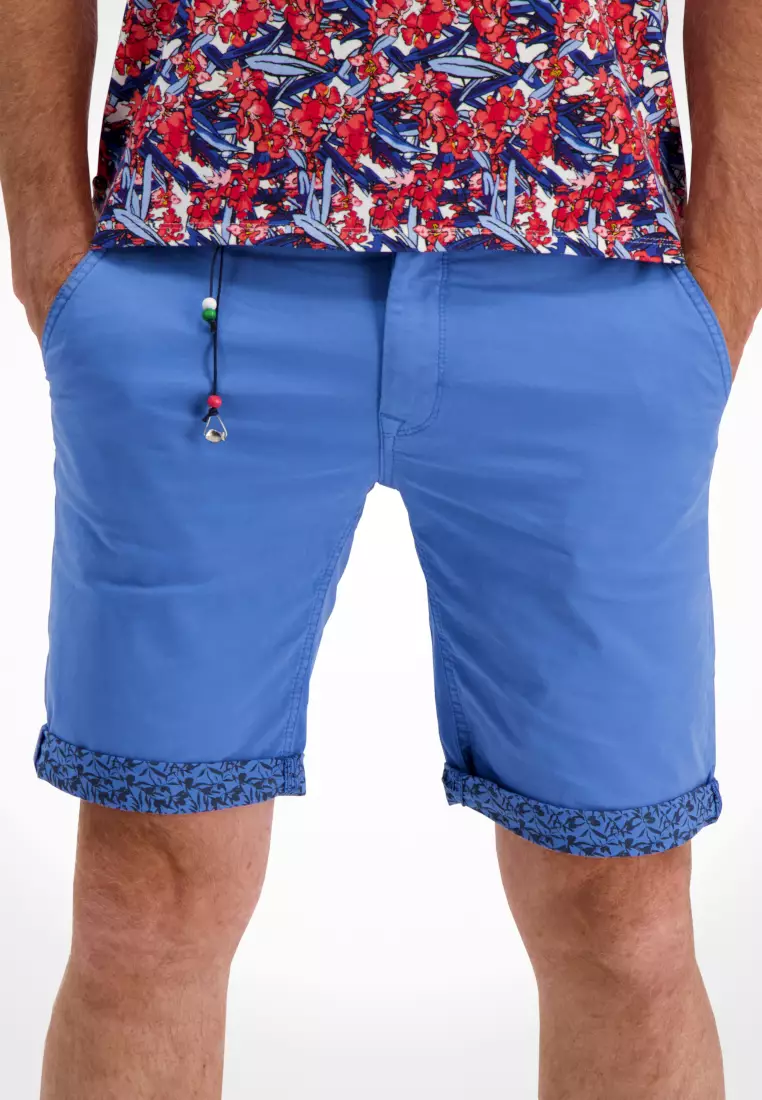 Men Bermuda with Printed Design- Cobalt Blue