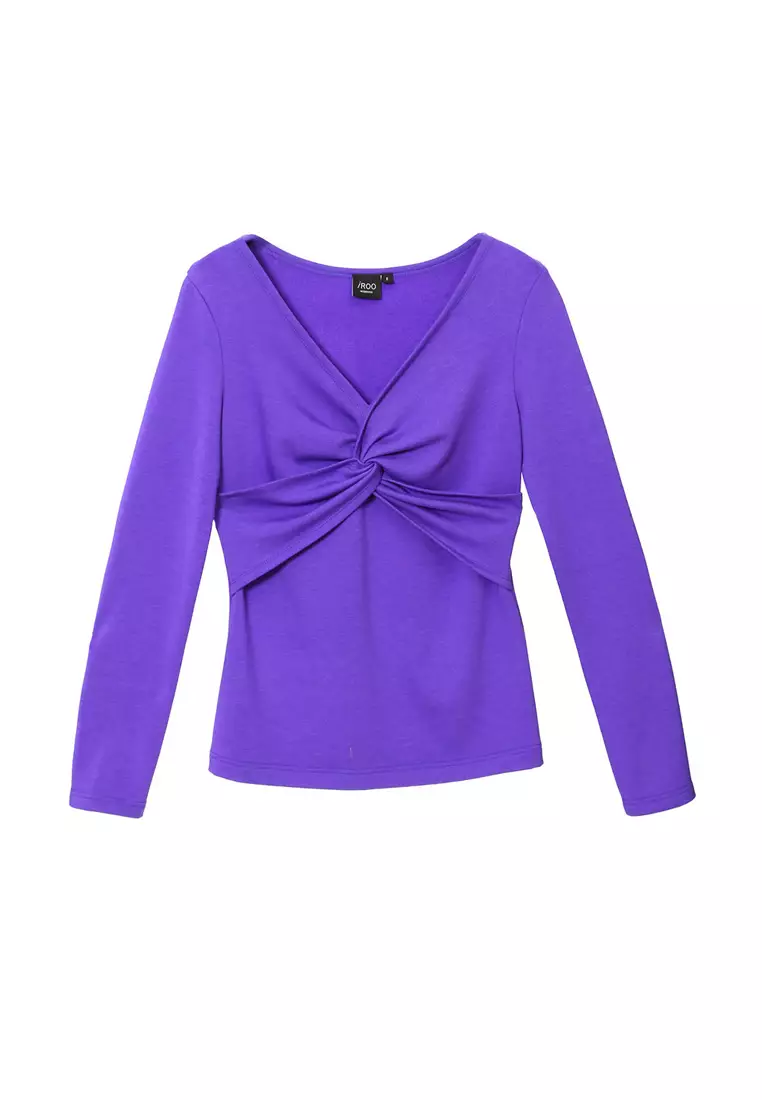 Front Twist Knot Purple Tee