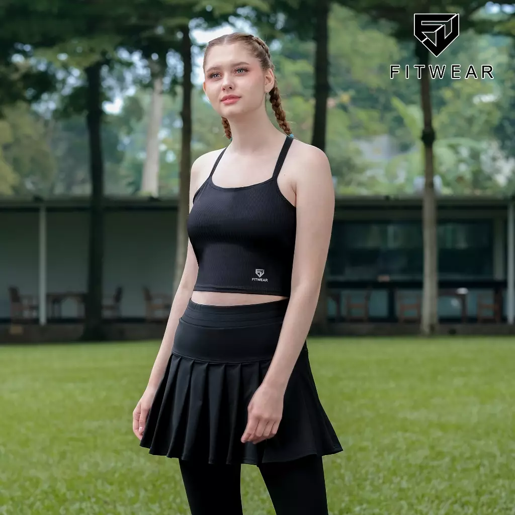 Fitwear Tanktop With Bra Olahraga Wanita CECILIA 2IN1 SOLID DRYFIT - BLACK