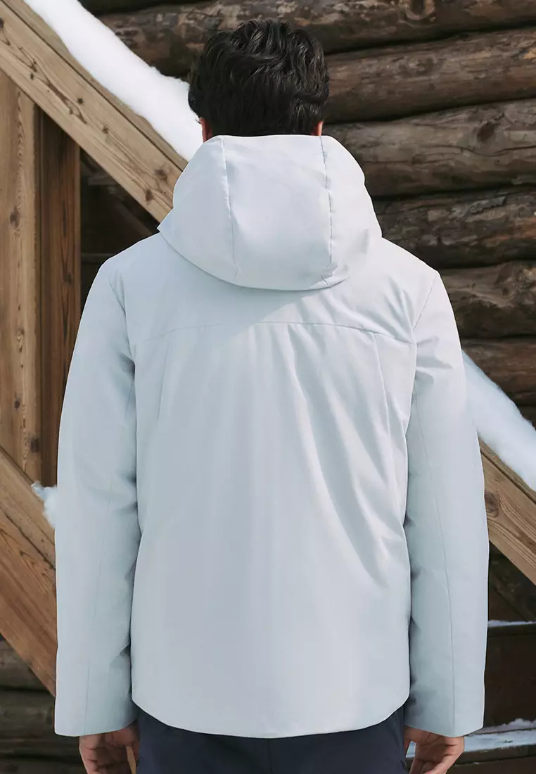 男裝 K-SWISS LOGO 防風防潑水鵝絨連帽羽絨外套