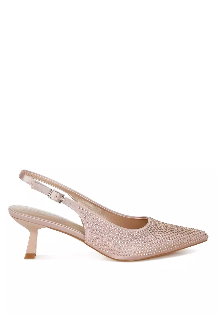 Discount on London Rag  shoes - SKU: Rhinestones Embellished Slingback Sandals in Rose Gold