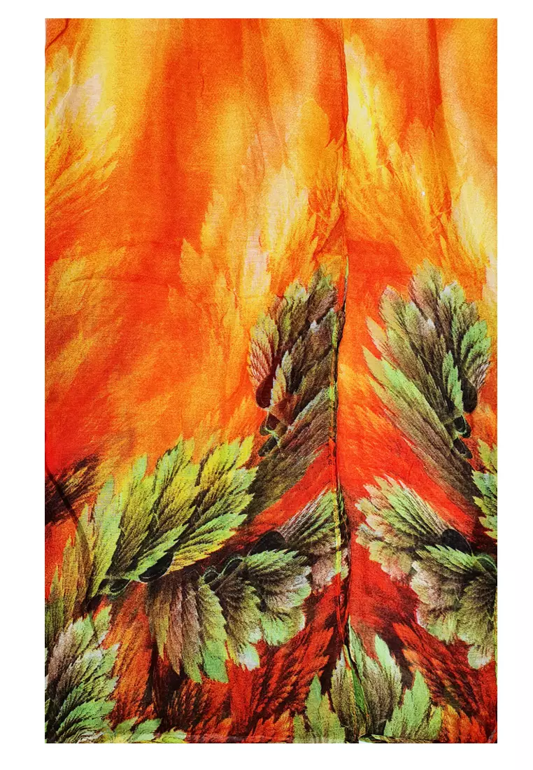 Feather Printed Scarf Orange