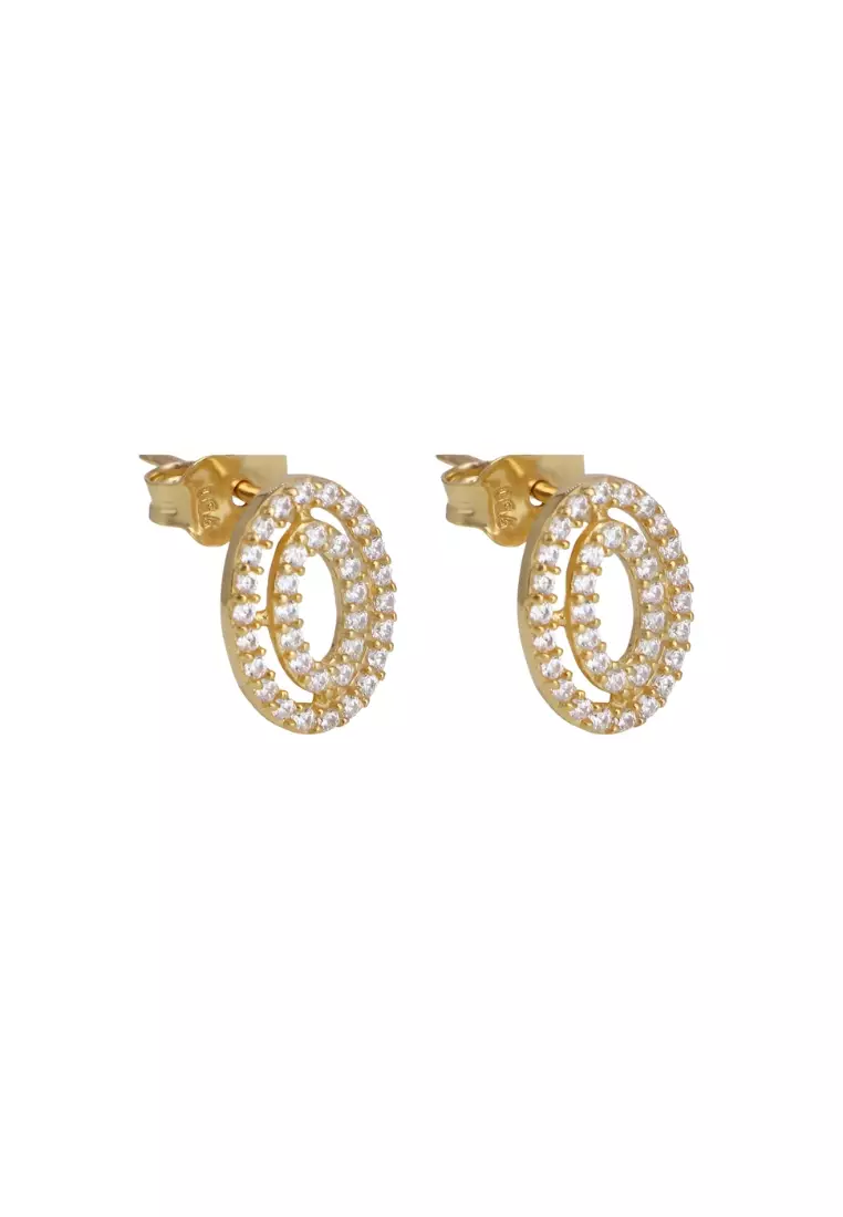 Double Oval Studs 18k Gold
