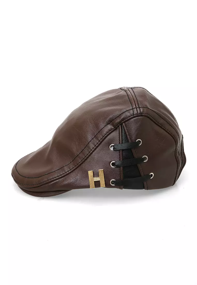 Kai Aksesoris Fashion Pria Wanita Casual Hat Preferred Style Material Leather ORIGINAL - Light Coffee