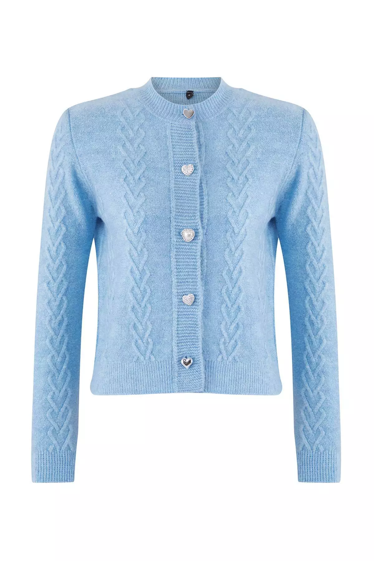Light Blue Hair Knit Button Detailed Soft Textured Knitwear Cardigan Twoaw26Hi00040