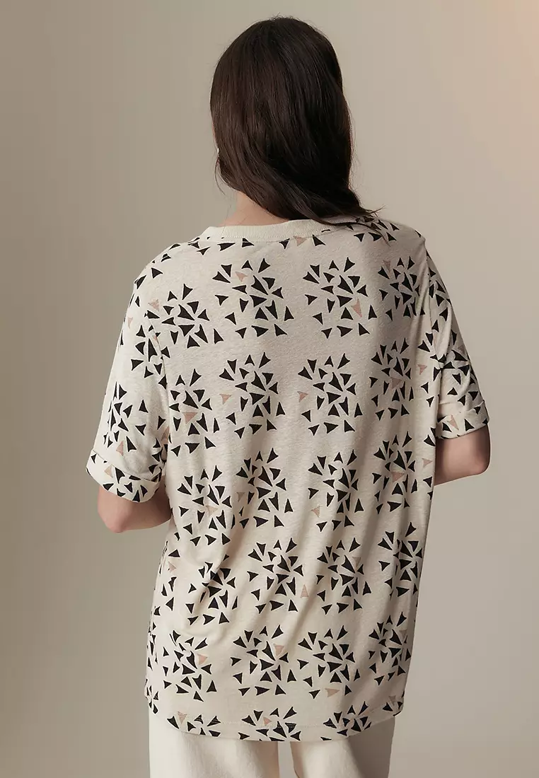 Linen Blend Printed T-Shirt