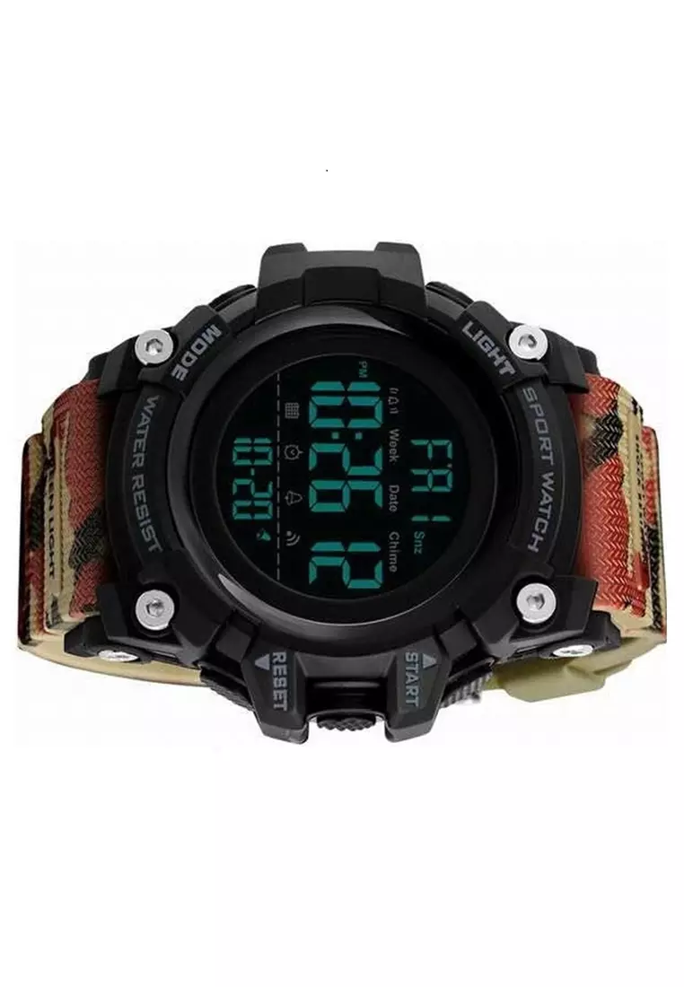 Jam Tangan Sporty Digital Pria Waterproof Many Function Strap Tali Material Stainless Steel PU XO20 ORIGINAL