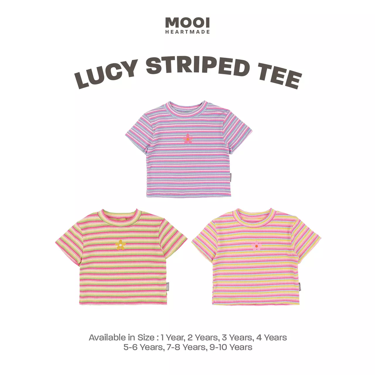 Mooi Atasan Anak Perempuan Lucy Rib Striped Tee - Yellow
