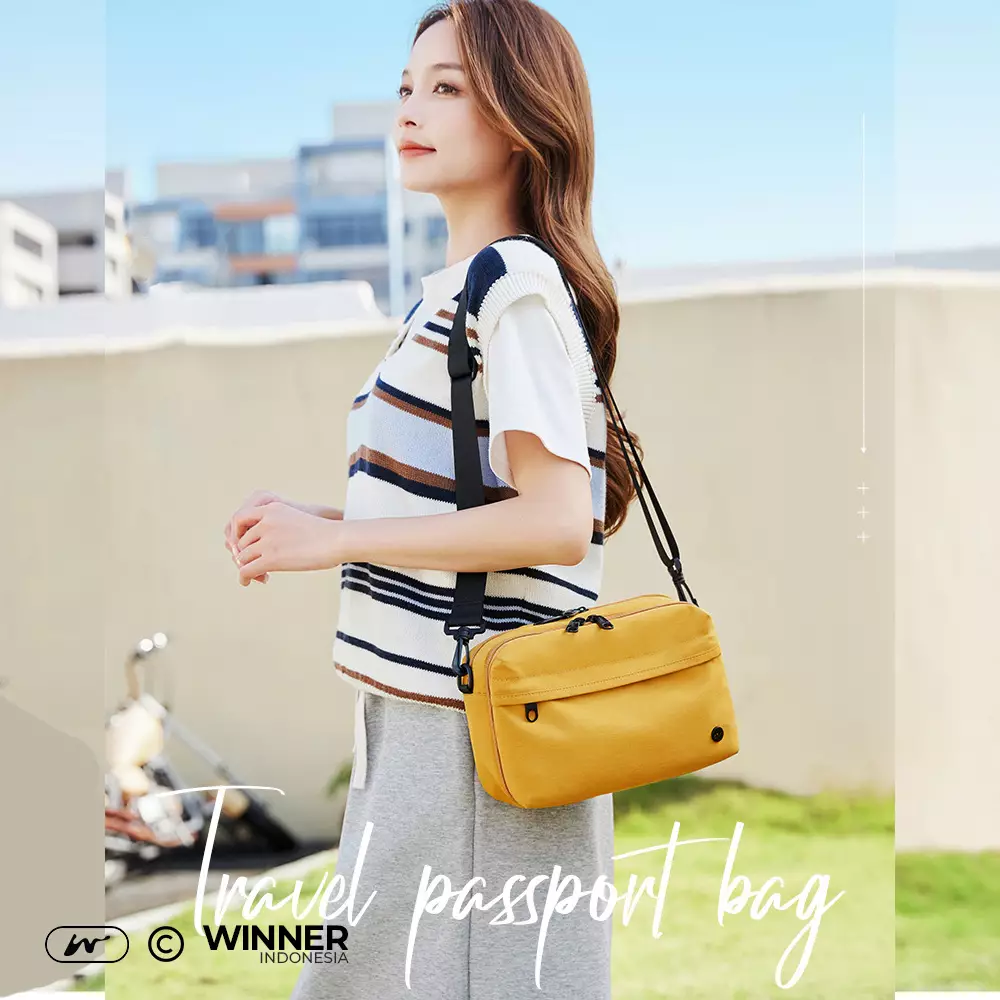 Tas Bahu Selempang Kecil Nylon Anti Air Wanita Korean Style Shoulder Sling Bag (T14-045-5505) - Beige