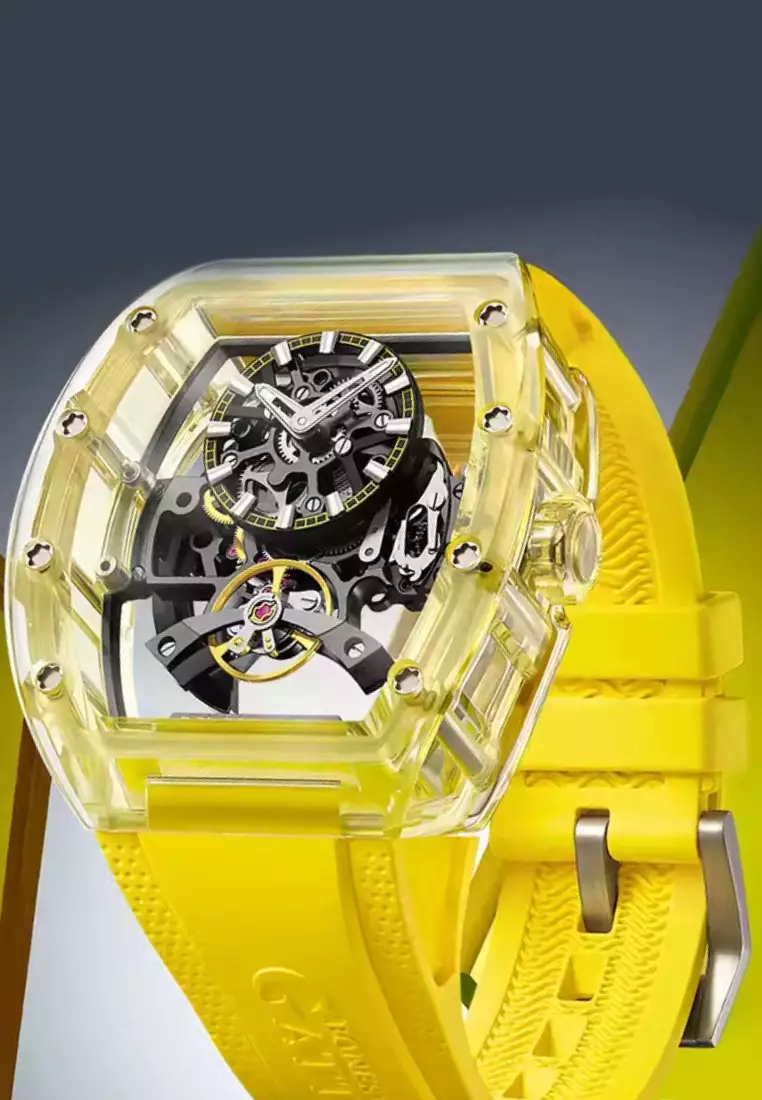 Automatic Unisex K9 Crystal Watch, Rubber Strap