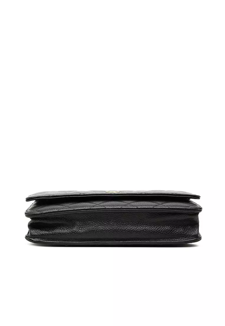 Pre-Loved Chanel Cc Quilted Caviar Wallet On Chain