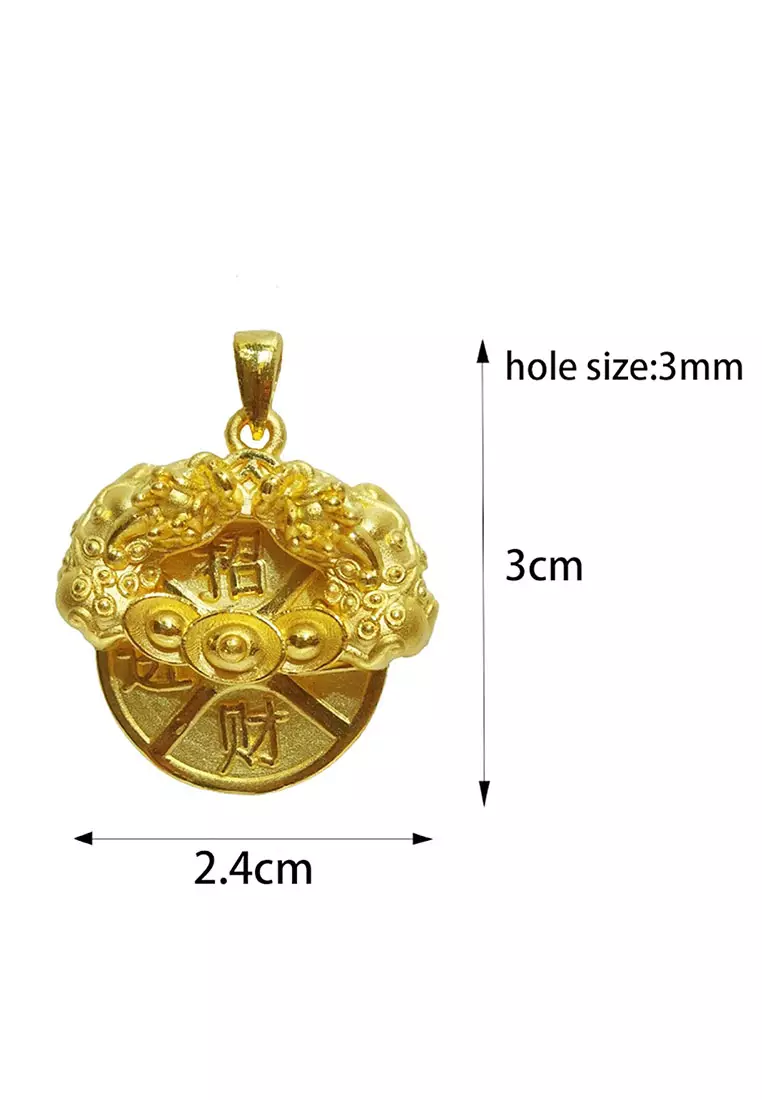 [ Free Necklace ] LITZ 999 (24K) Gold Pixiu Pendant 精品貔貅 EP0168 (5.76g)