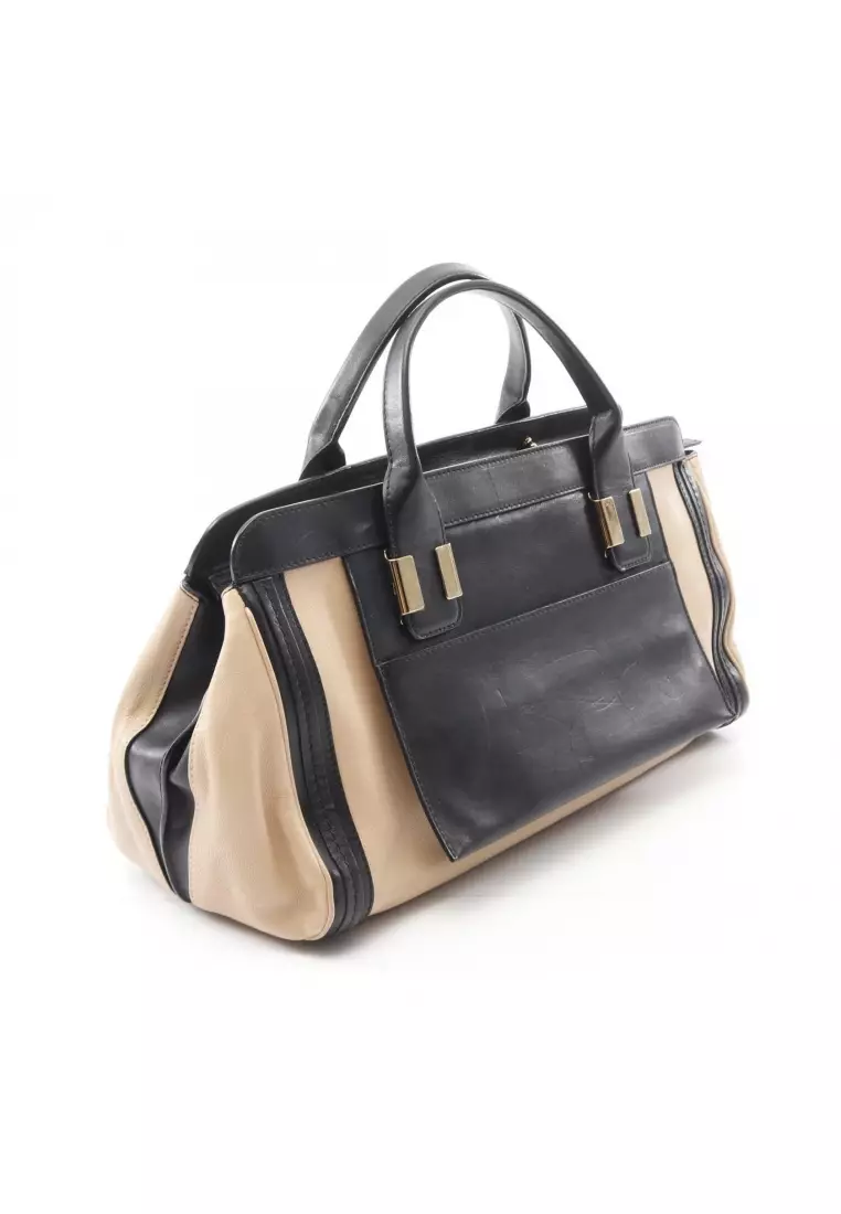 Pre-Loved Chloé ALICE Alice Handbag leather beige black 2WAY