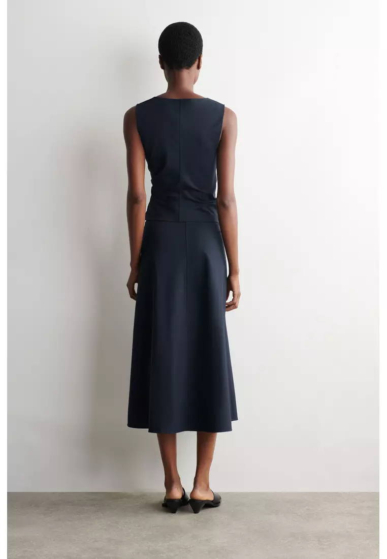 TWIST-DETAIL JERSEY MIDI SKIRT