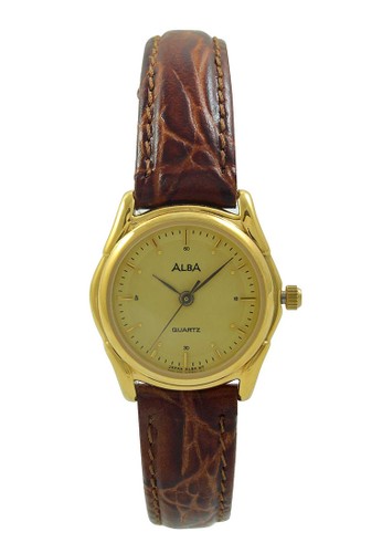ALBA Jam Tangna Wanita - Brown Gold - Leather Strap - ATCY98