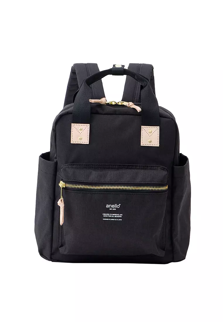 anello mini backpack uk Japan Unisex SMALL BLACK Rucksack Waterproof Canvas Campus Bag, (H 32 x W 23 x D 14cm) Fashion Signature backpack model with hinge clasp opening Buy Anello anello Atelier Mini