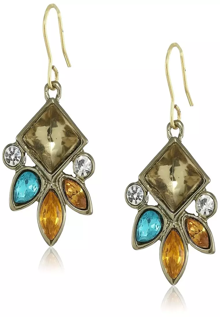 Gold coloured top drop earrings