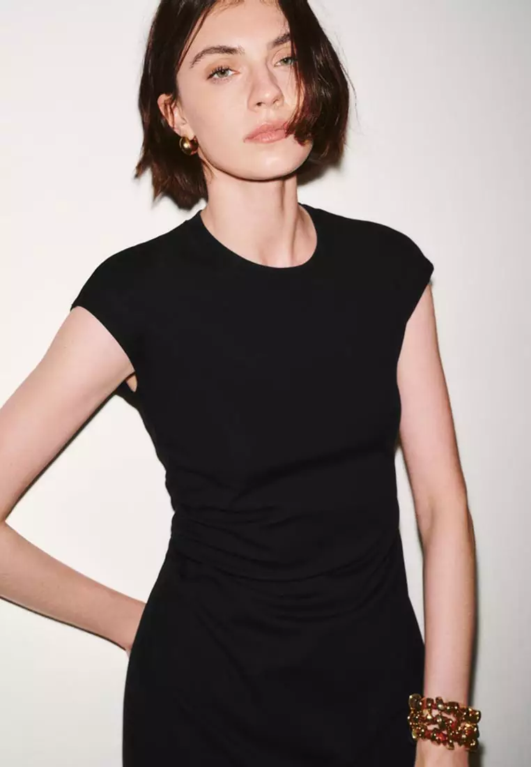 Capped Sleeve Skinny Fit Midi Dresses
