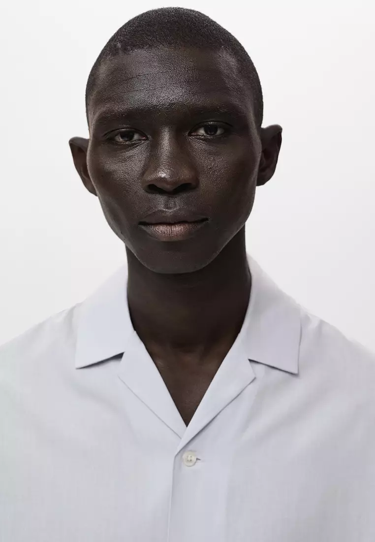 Tencel-Linen Bowling-Collar Shirt