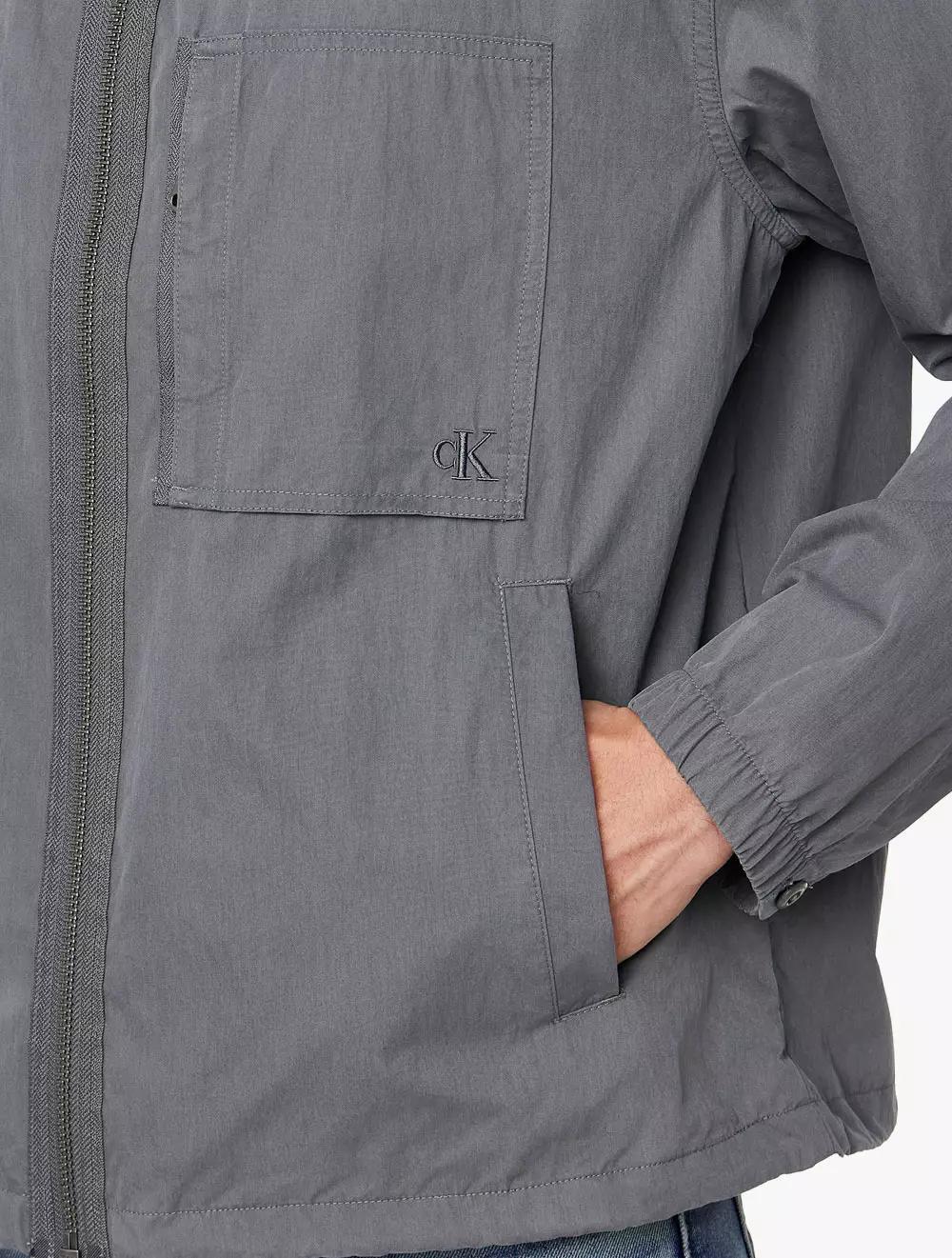 Calvin Klein - Cotton Collared Shirt Zip Up Jacket - Grey