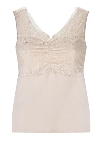 Camisole in Lace-Lace with Wrinkle-Brown