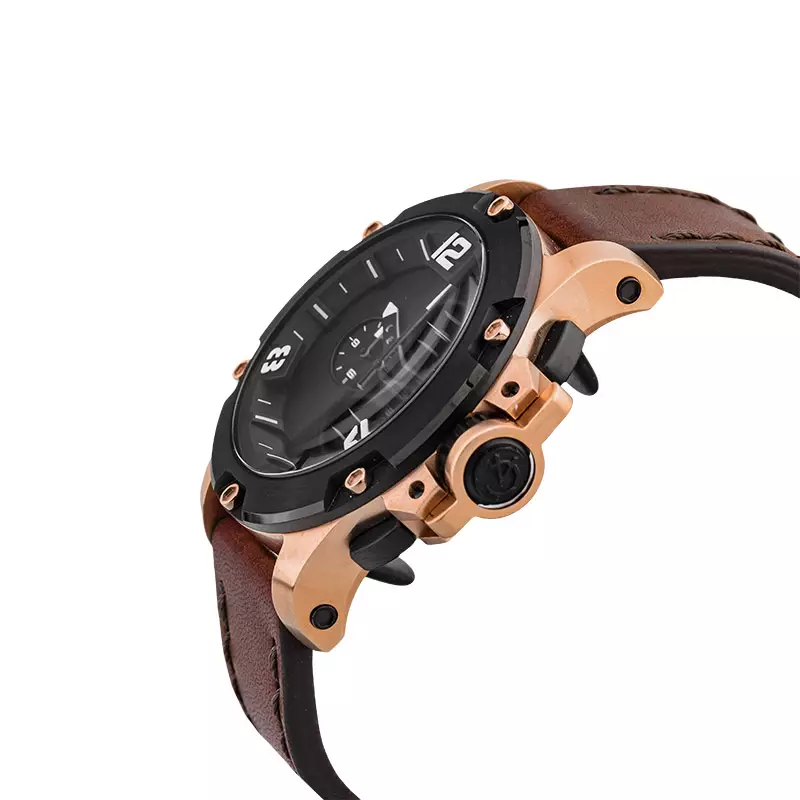 Jam Tangan Pria Alexandre Christie Chronograph AC 6295 MC LBRBA Sport Men Black Dial Brown Leather Strap