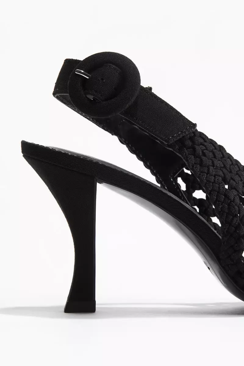 Braided canvas slingbacks