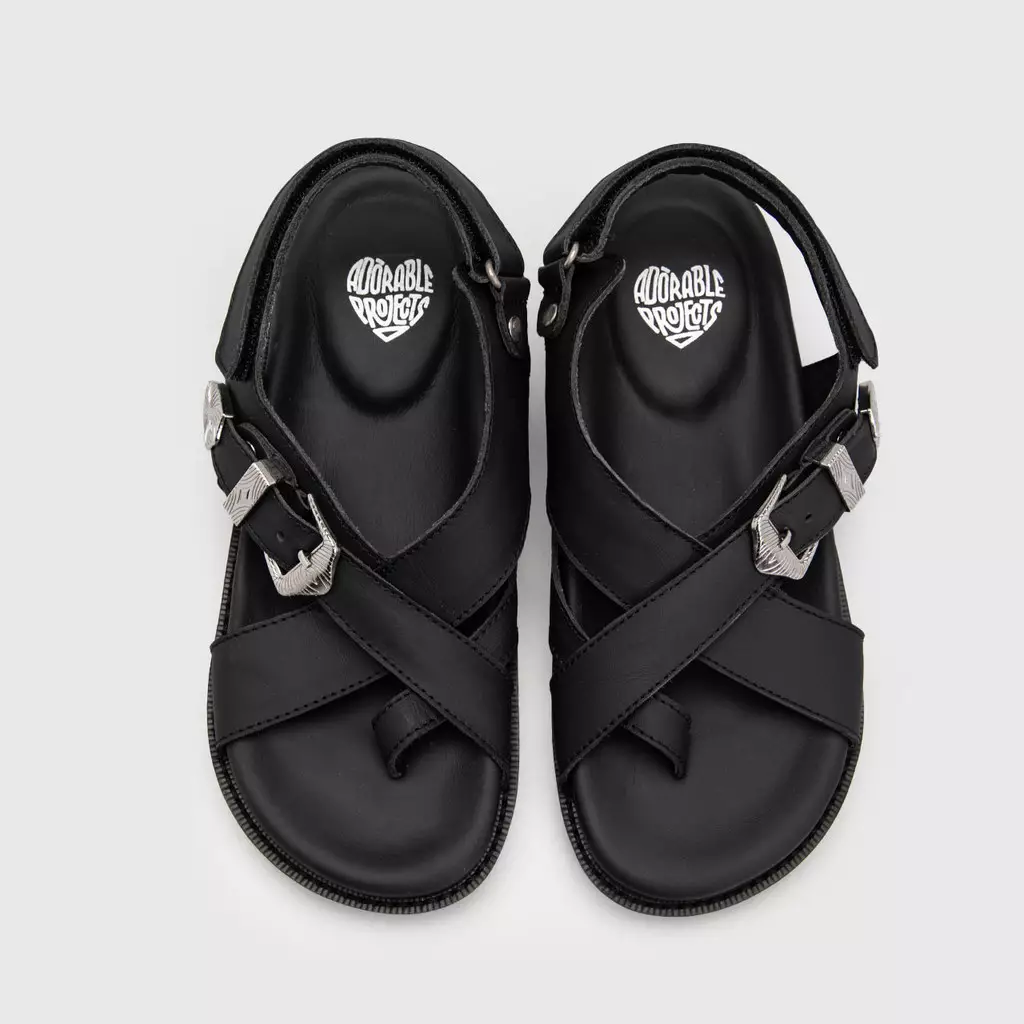 Elena Sandals Genuine Leather Black