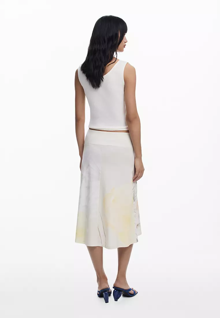 Midi skirt with elastic waistband