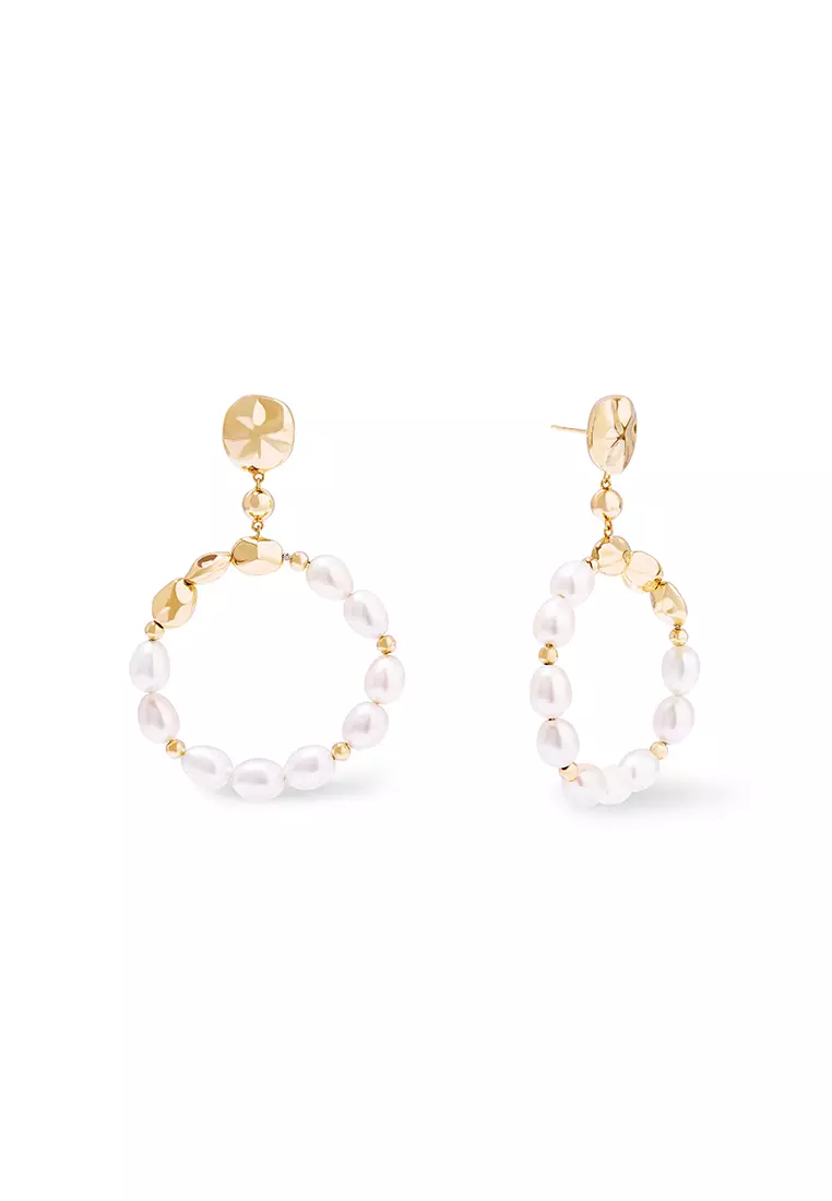 Buy Wanderlust Co Pearl Baroque 14K Gold Vermeil Hoop Earrings