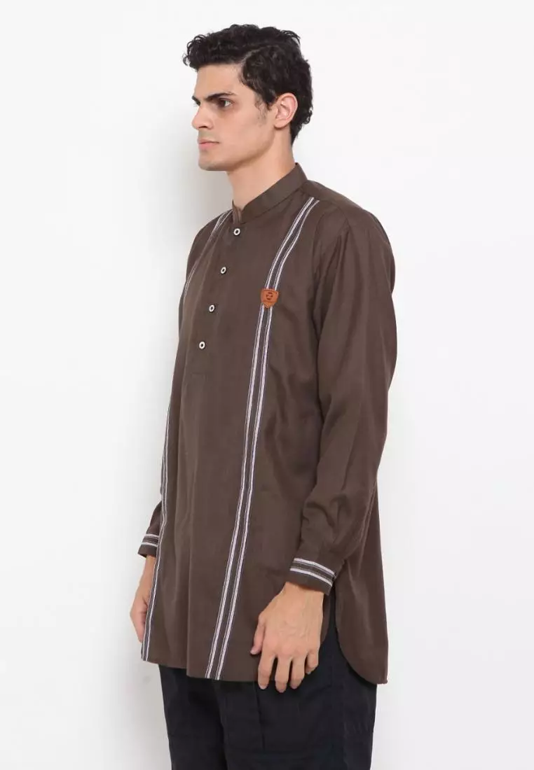 Zayidan Baju Koko Gamis Muslim Pria Wahab - Coklat